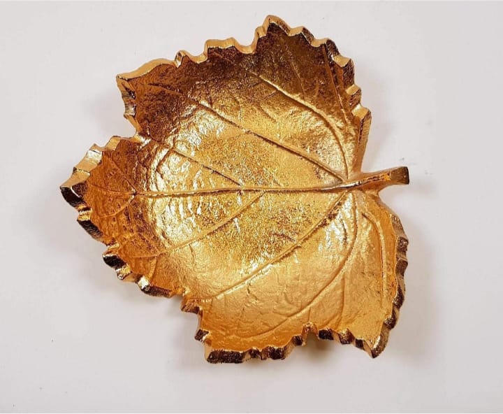 Copper Leaf Shape Serveware Serving Tray