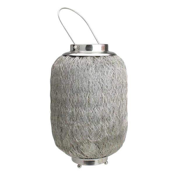 Beach Day Contemporary Large Wire Woven Hurricane Pillar Candle Holder