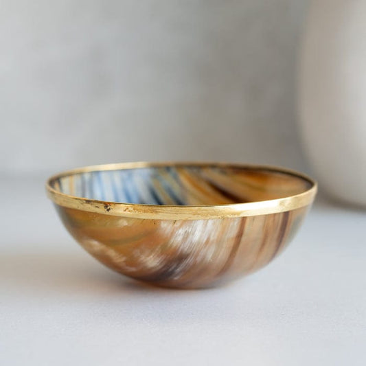 Horn Bowl With Gold Rimmed Finish