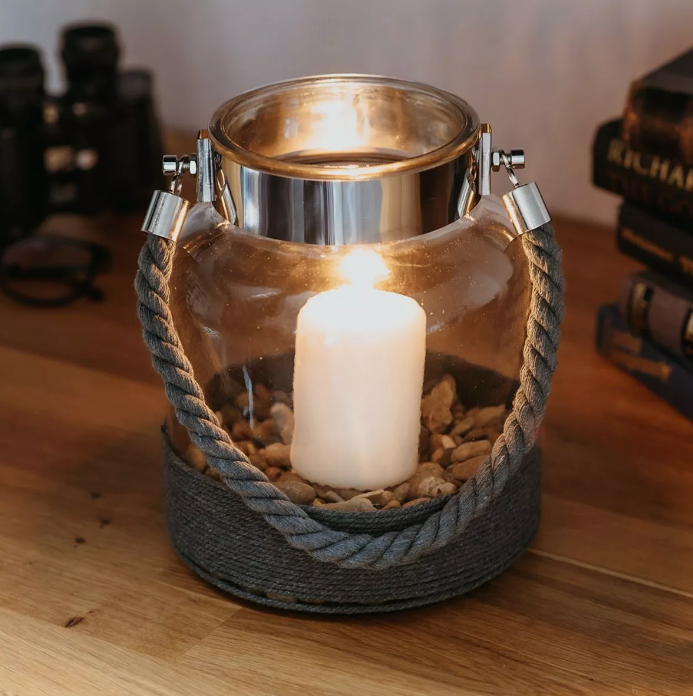 Glass Lantern Hanging Tea Light Candle Holder