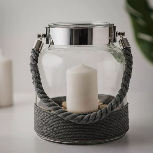 Glass Lantern Hanging Tea Light Candle Holder