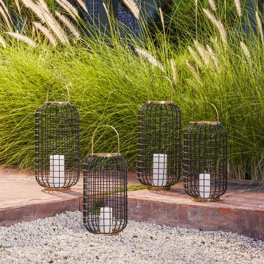 Kanery Grid Black Metal Lanterns